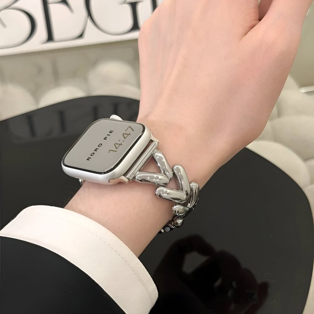 NEW Stylish Adjustable Silver Chain-Link Watch Band For Apple Watch